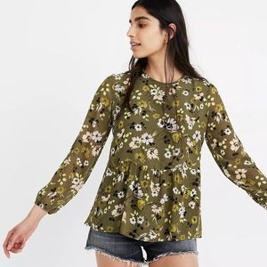 MADEWELL Georgette Peplum Top in Wildblooms